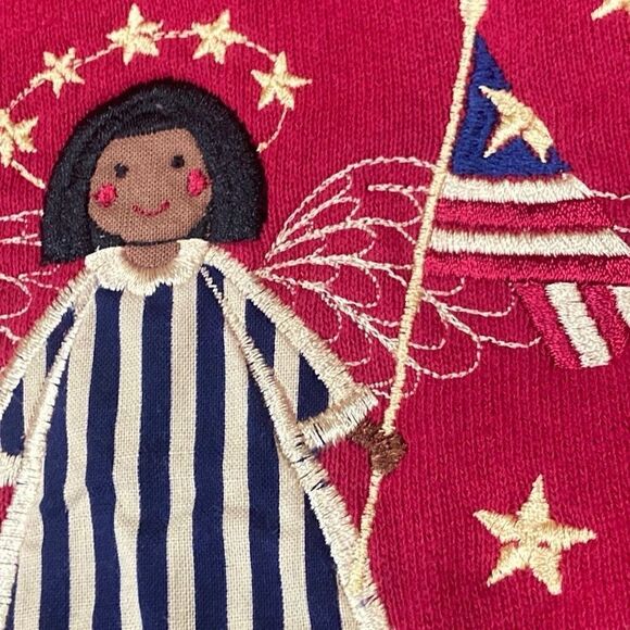 Vintage Top Stitch Morning Sun American Patriotic Angels Flags USA Sweatshirt XL - Picture 5 of 10